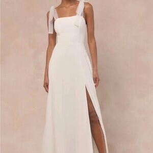 Lulu's White Maxi Dress with Sheer Straps
